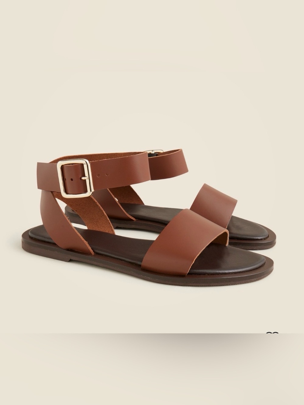 NIB! Jcrew Carson made in Italy flat ankle strap sandal Sz 10.5 Brown
